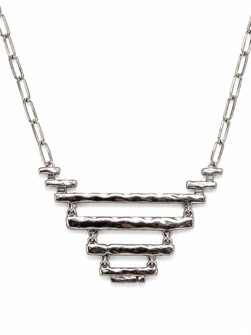 Kendra Scott Rylan Matchstick Textured Silver Plated Pendant Necklace 18-21.75”
